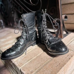 Justin Roper Boots size 7.5 Black Leather